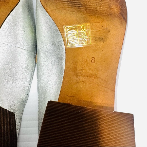 Madewell The Willa Silver Leather Mules Size 8 - Picture 12 of 13